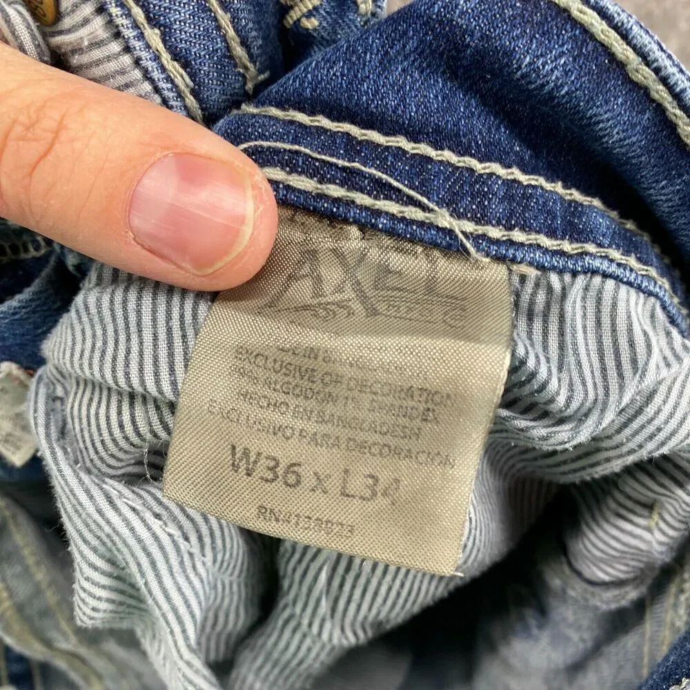 TK Alex Jeans Men 36*34 Blue Denim Medium Wash Mid Rise Slim Boot Pockets Solid